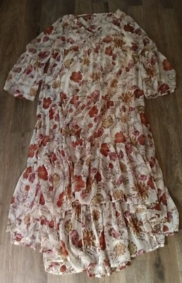 mossimo floral Boho Hippie Long high low Maxi Dress tiered Flowy Dress Small | eBay US
