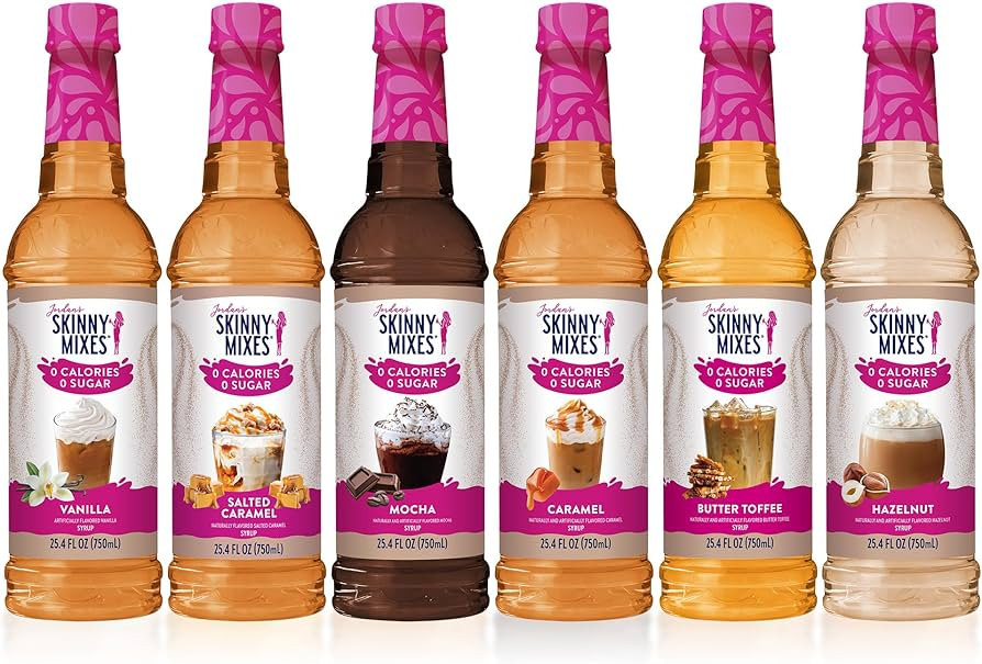 Jordan's Skinny Syrups Sugar Free Coffee Syrup, Vanilla, Salted Caramel, Hazelnut, Mocha, Butter ... | Amazon (US)