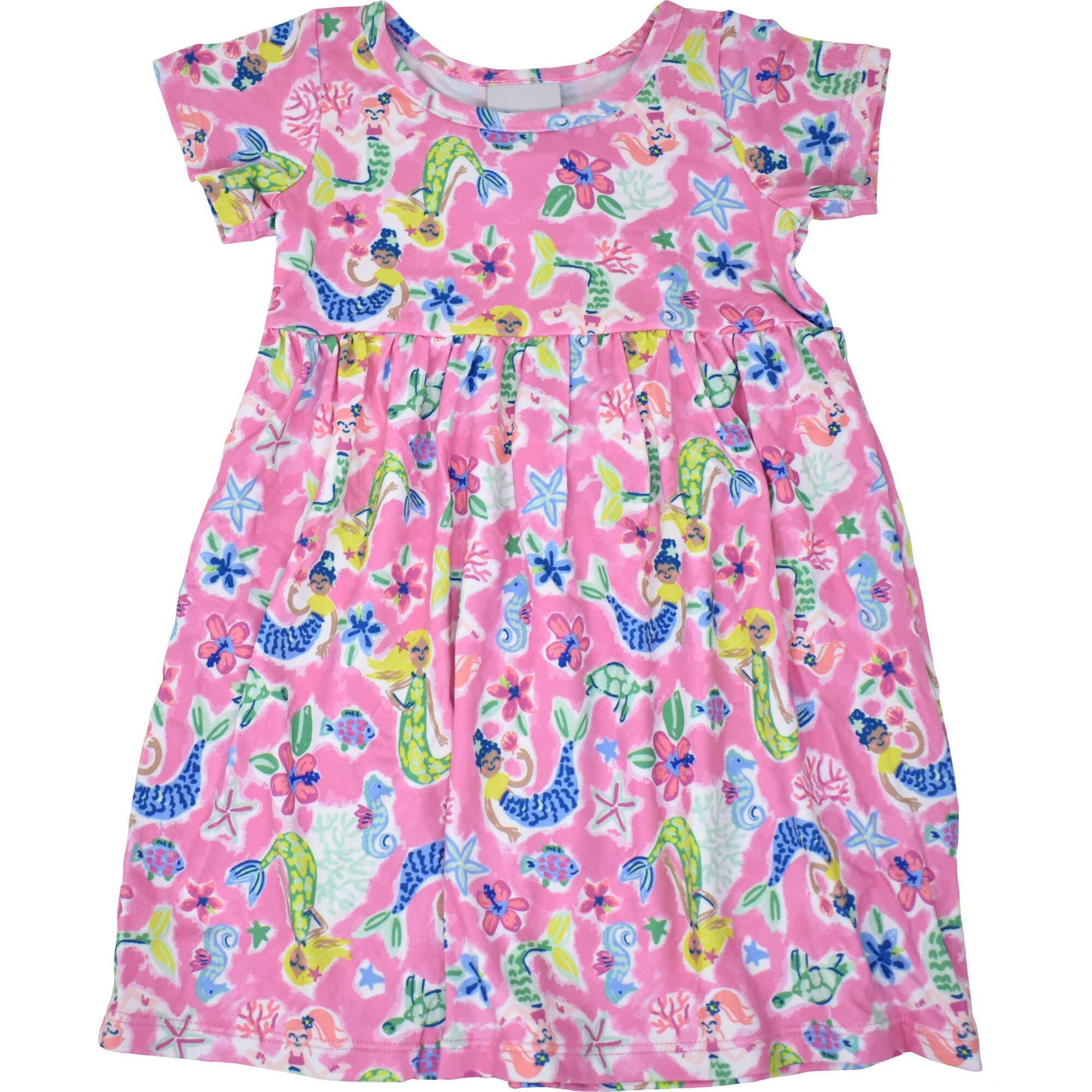 UPF 50+ Laya Short Sleeve Tee Dress, Mystic Mermaids | Maisonette