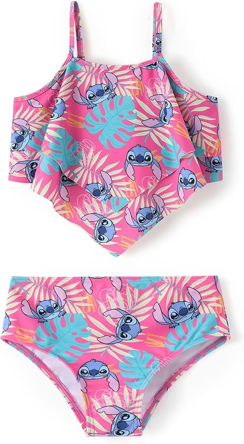 Disney Frozen Elsa Stitch Moana Toddler Girls Two Pieces Ruffle Strap Bikini Top and Bottom Set B... | Amazon (US)