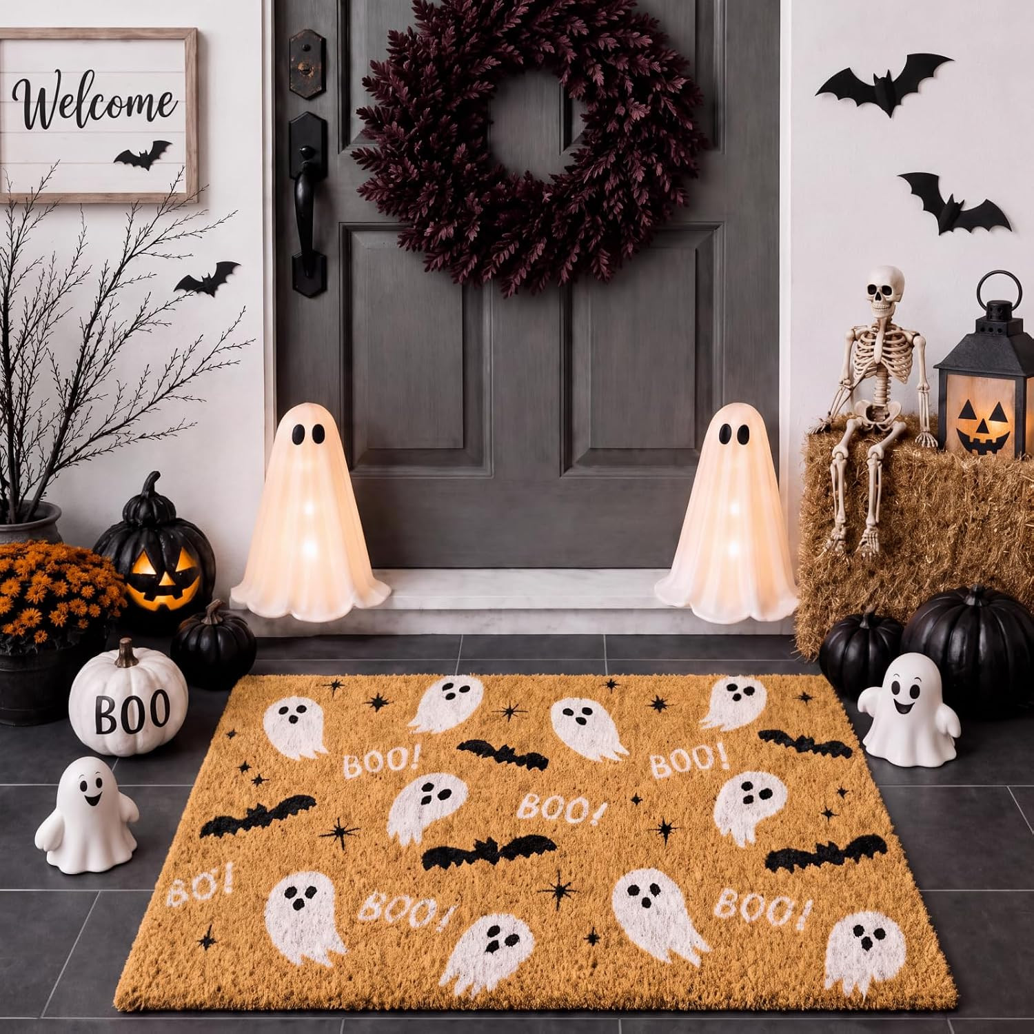 Halloween Ghost Doormat Outdoor 16 x 28in Spooky Ghost Welcome Mat | Amazon (US)