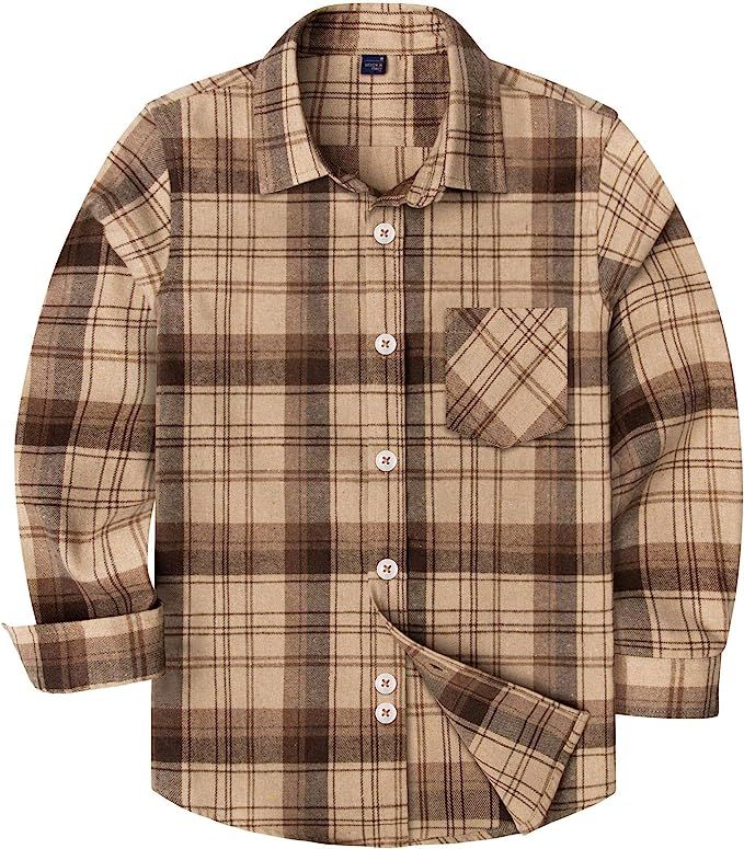 siliteelon Toddler Baby Boys Plaid Flannel Shirt Long Sleeve Button Down Shirts | Amazon (US)