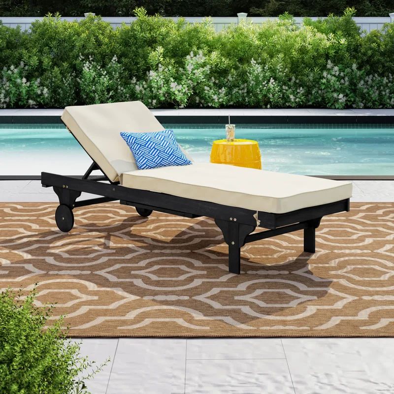 Alvah Outdoor Eucalyptus Chaise Lounge with Table | Wayfair North America