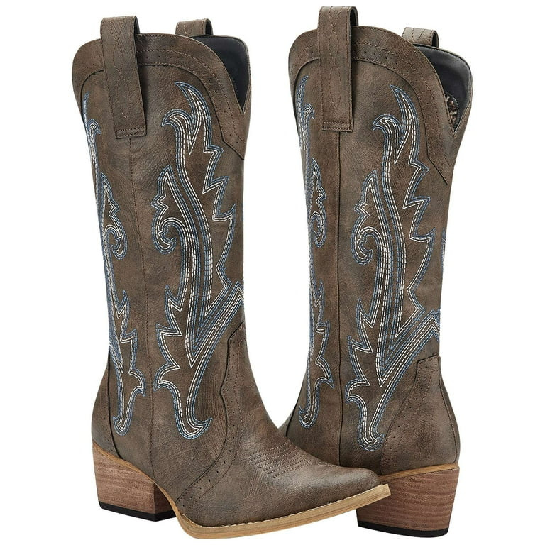 Rollda Cowboy Boots Women Western Boots Cowgirl Boots Ladies Pointy Toe Fashion Boots - Walmart.c... | Walmart (US)