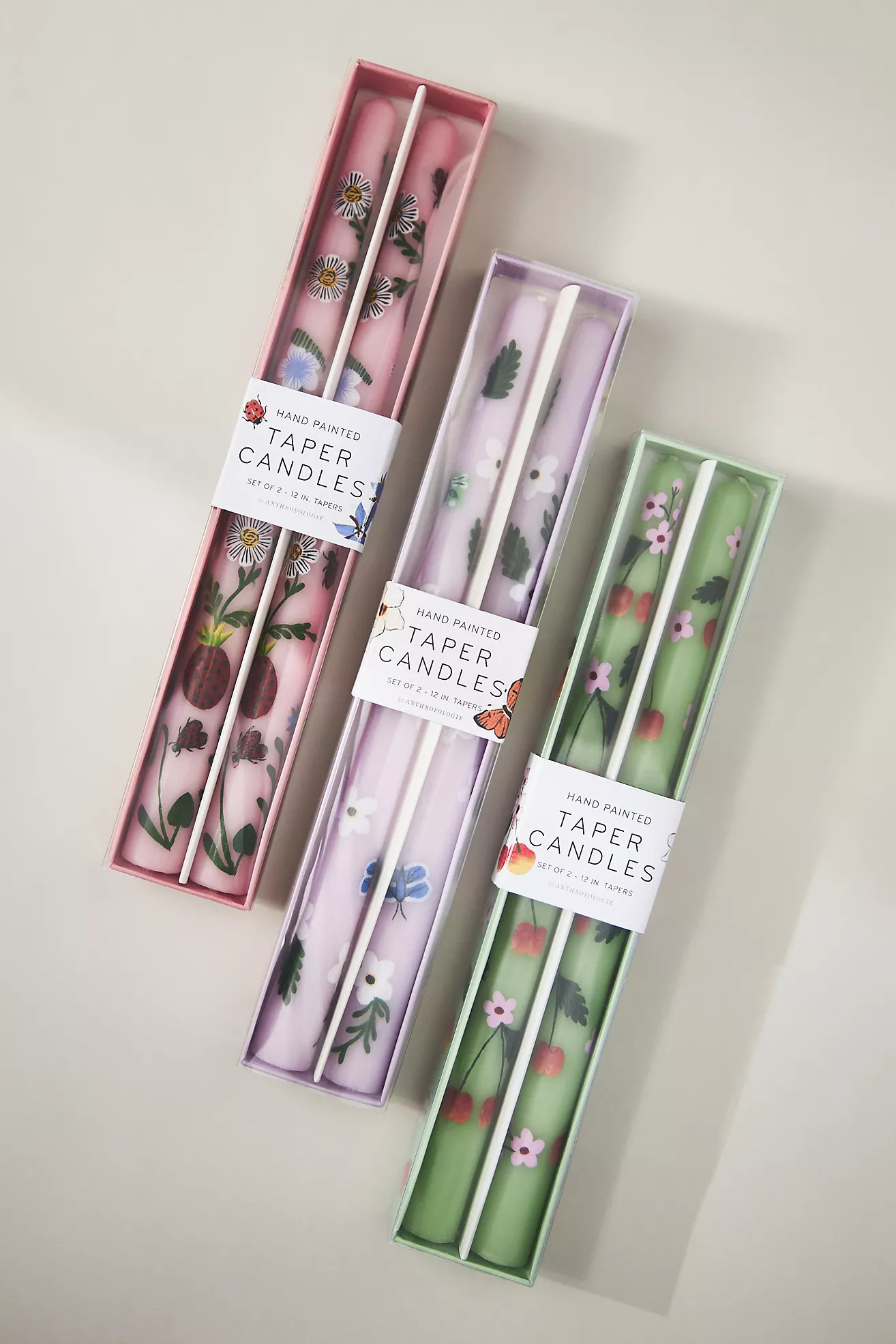 Faye Handpainted Taper Candles, Set of 2 | Anthropologie (US)