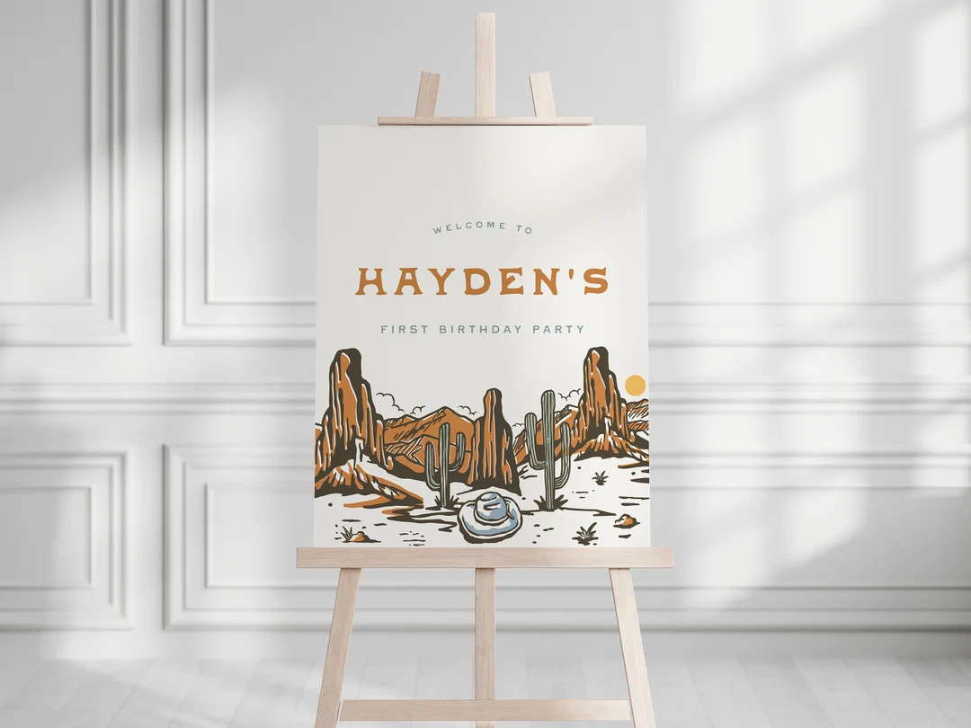 How the West was One Welcome Sign, Modern Country Western Cowboy Birthday Party Wild West  Editab... | Etsy (US)