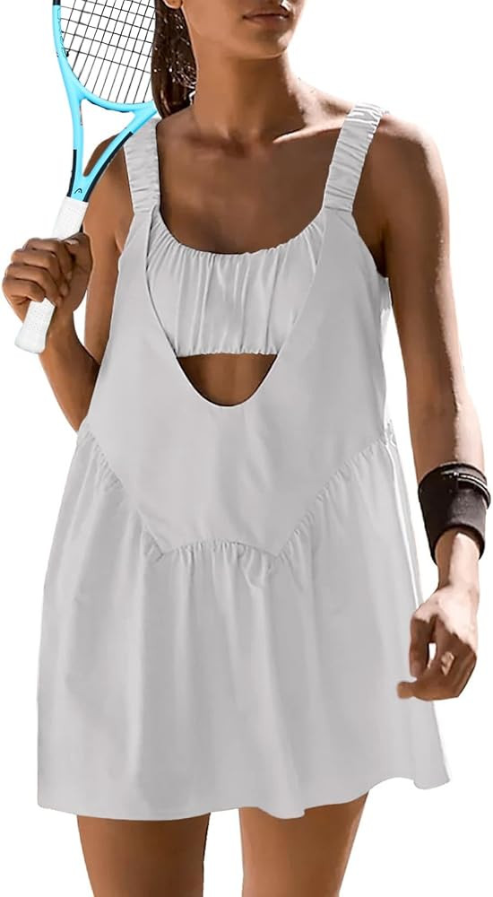 Sexyasasii Women Tennis Dress with Built in Shorts and Bra Sleeveless Casual Backless Golf Dress ... | Amazon (US)