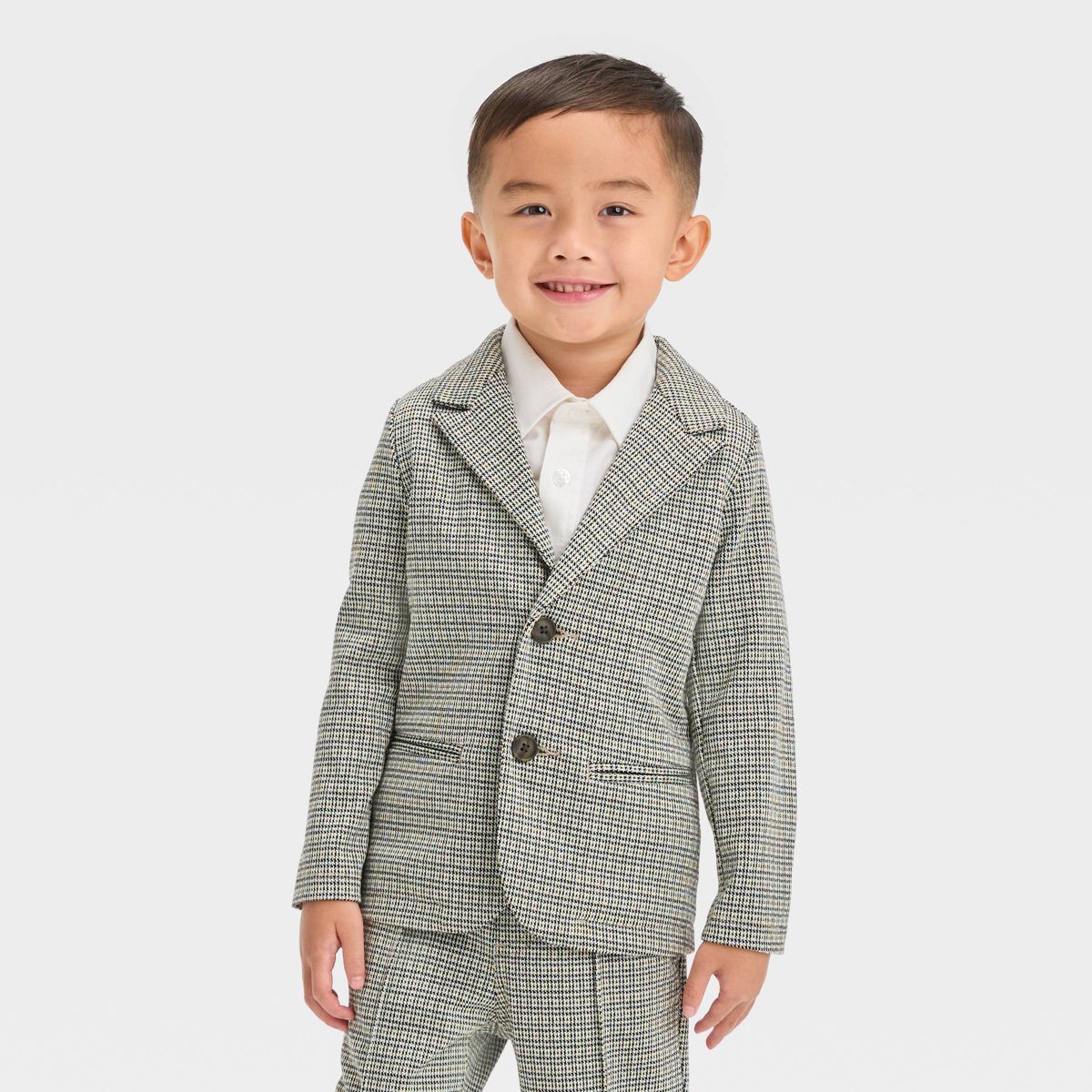 Toddler Boys' Long Sleeve Plaid Knit Blazer - Cat & Jack™ Brown 4T | Target