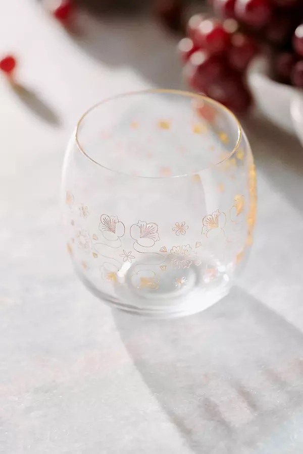 Floral 24k Gold Accent Wine Glasses, Set of 4 | Anthropologie (US)
