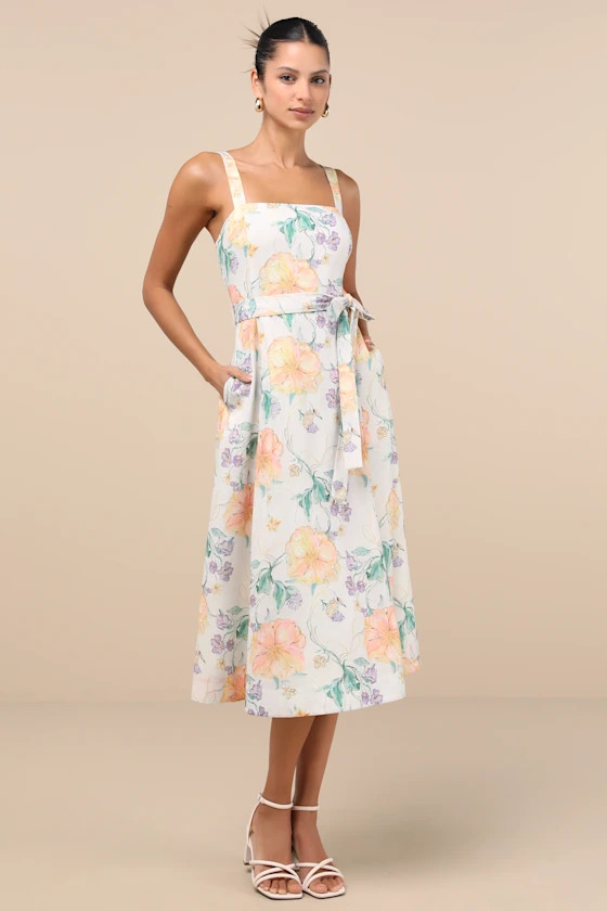 Sunny Posture Light Mint Floral Sleeveless Midi Dress | Lulus
