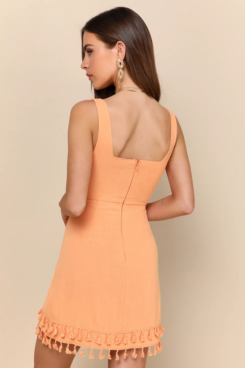 Feel the Sunshine Washed Orange Tassel Mini Dress | Lulus