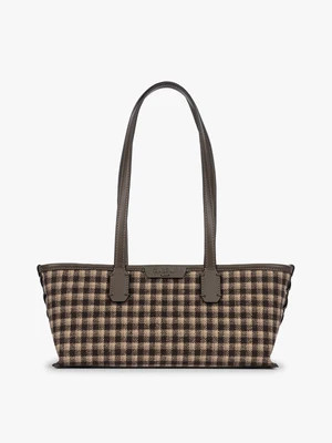 Colette Shoulder Tote in Brushed Flannel - MUSHROOM PLAID | CALPAK