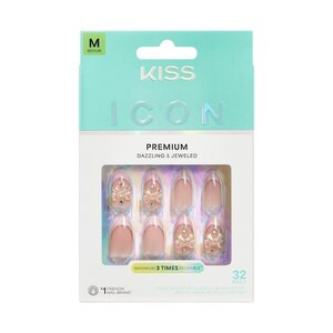 Kiss Icon False Nails, Vibrant (French with 3D Bows) | CVS Health