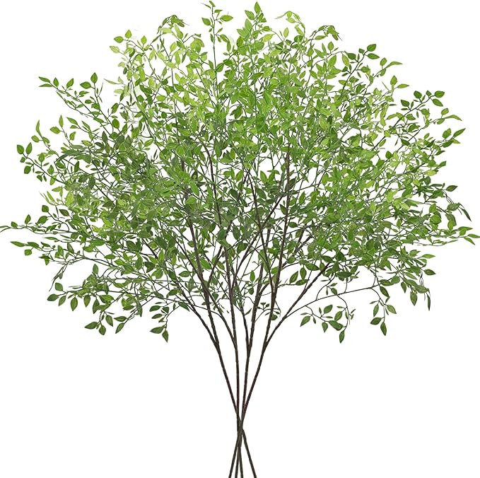 CEWOR 4pcs Artificial Plants Fake Greenery Branches for Vase, 43.3 Inch Green Nandina Long Steams... | Amazon (US)