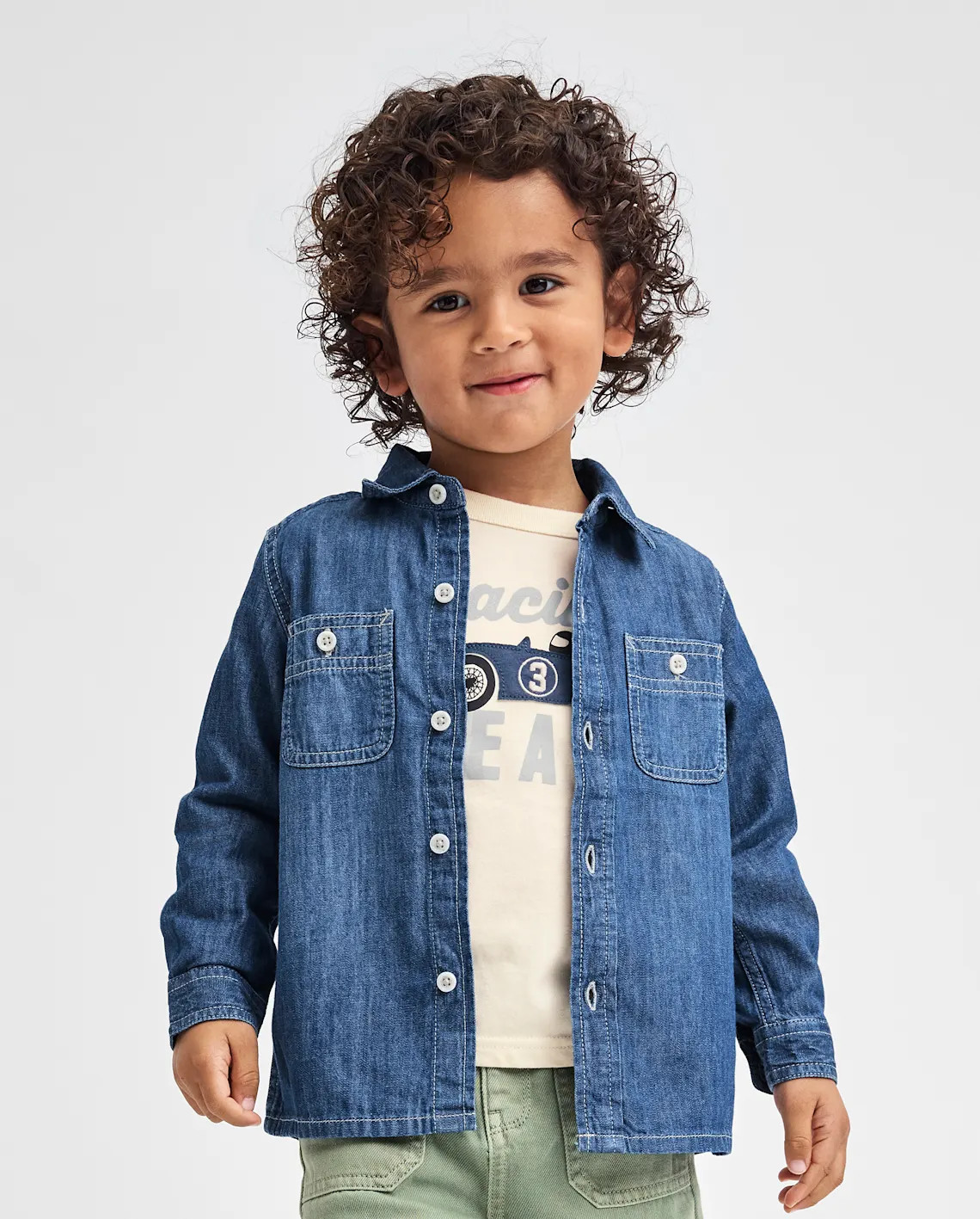 Baby And Toddler Boys Chambray Button Up Shirt - blue | The Children's Place