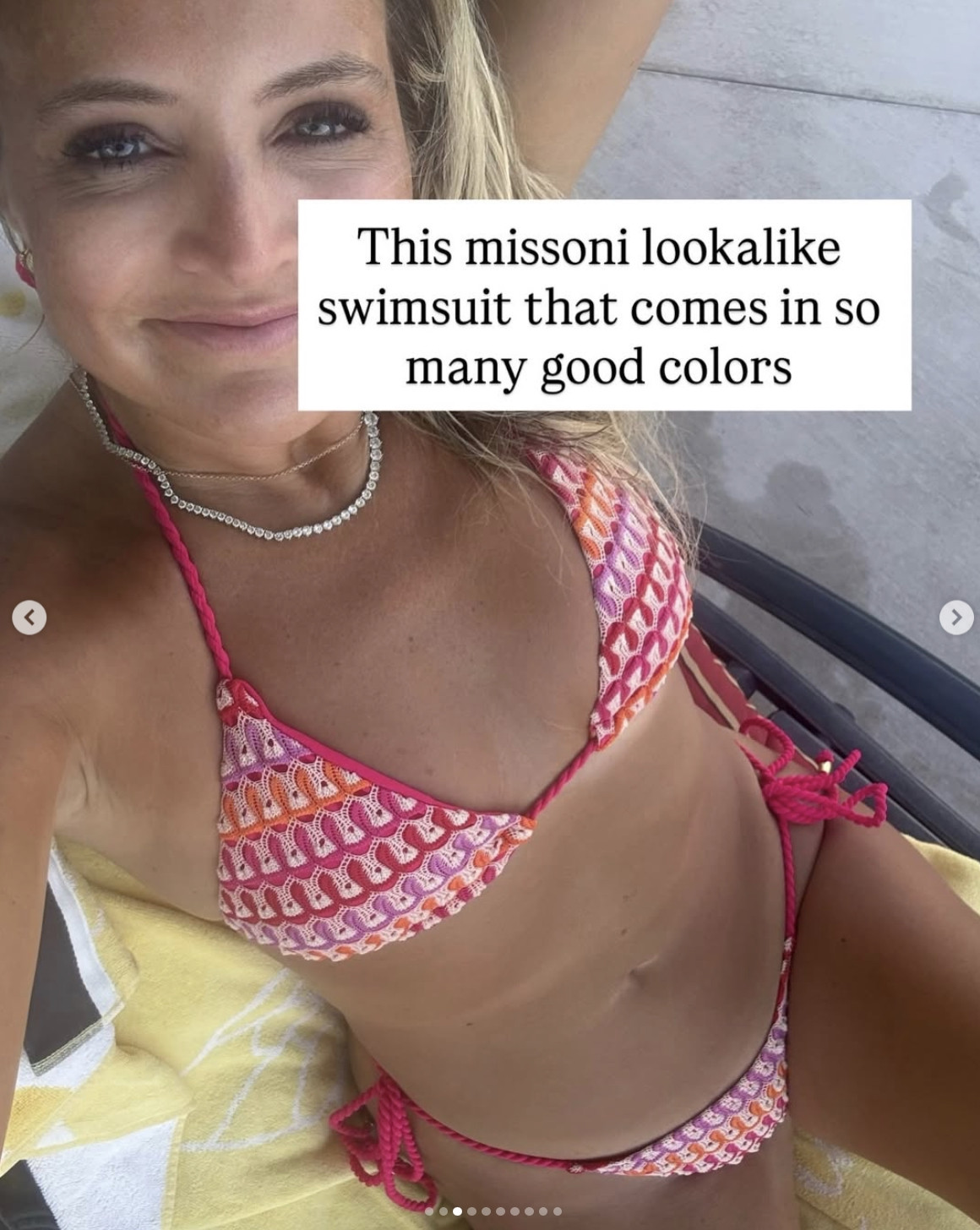 The prettiest Missoni-inspired swimsuit 💕✨ This colorful crochet bikini is the perfect designer swimsuit lookalike for summer, beach vacations & pool days! 

 #LTKfitnessgoals #LTKSeasonal #LTKActive
