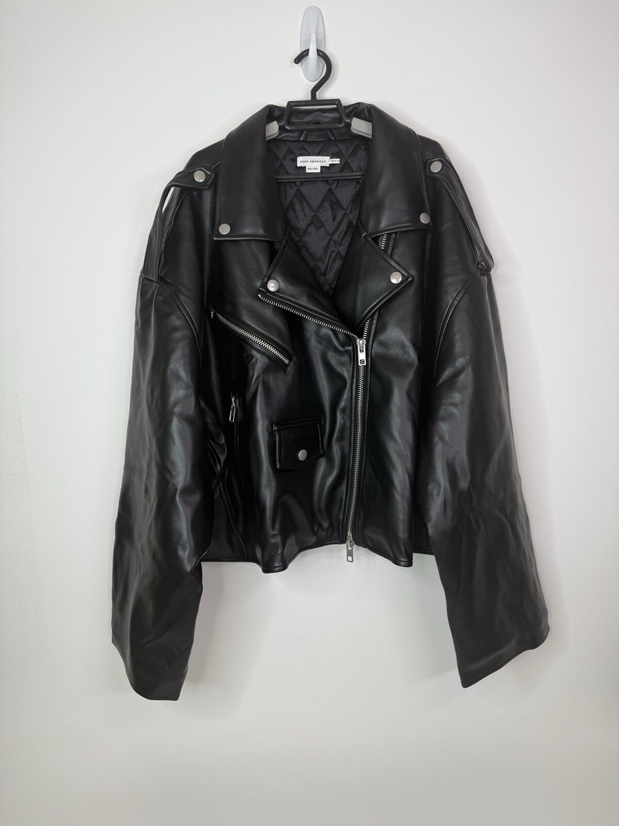 Good American Jacket Women’s 4XL/5XL Faux Leather Quilted Moto Cropped Black | eBay US