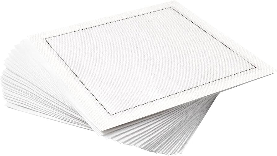 Five Star Cotton Cocktail Napkins, Beverage & Party Napkins - 4" x 4" Single Use (25 pack) White | Amazon (US)
