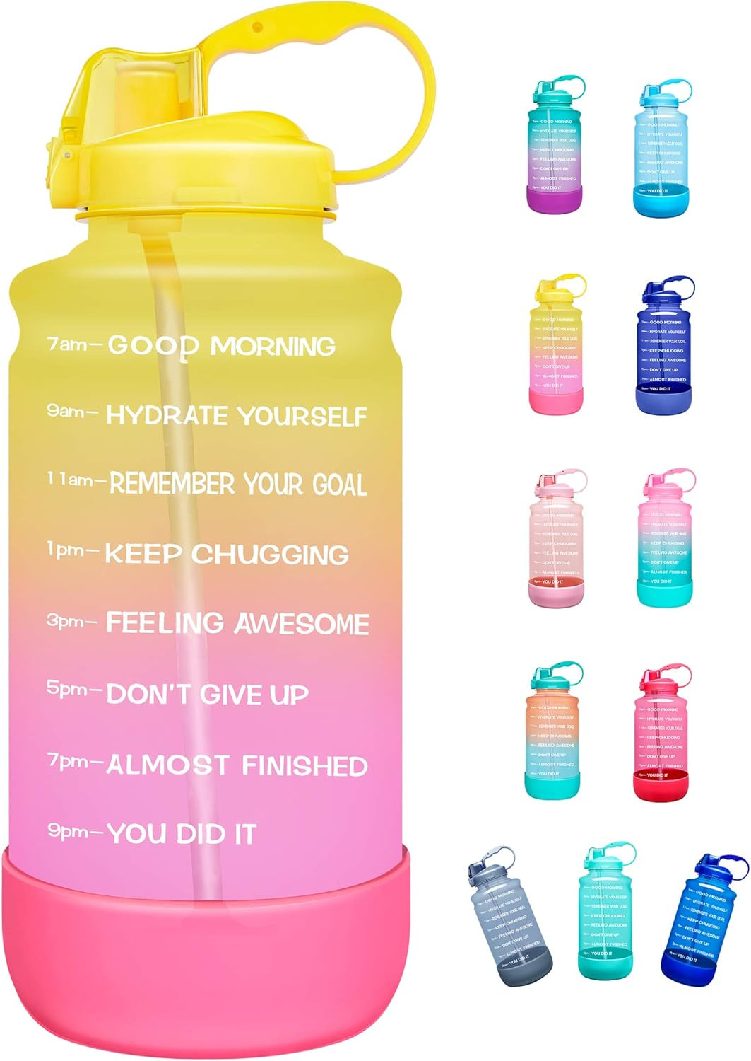 Elvira Half Gallon/64oz Motivational Time Marker Water Bottle with Straw & Protective Silicone Bo... | Amazon (US)