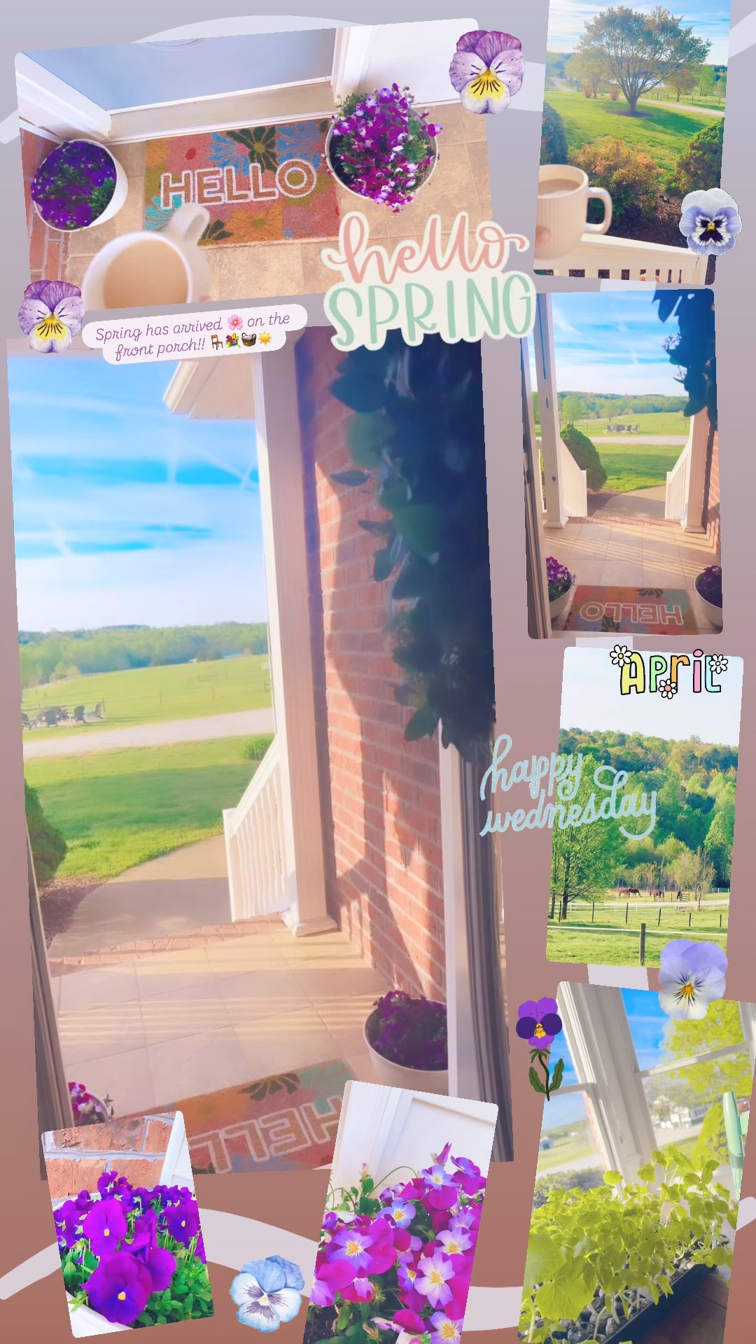 Spring has arrived 🌸 on the front porch!! 🪑💐🧺☀️