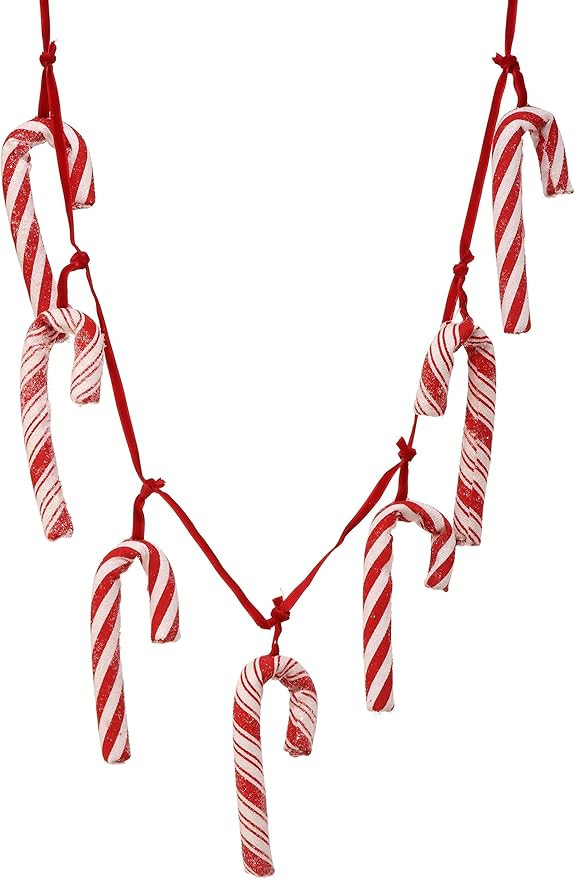 46" Frost Peppermint Candy Cane Garland | Amazon (US)