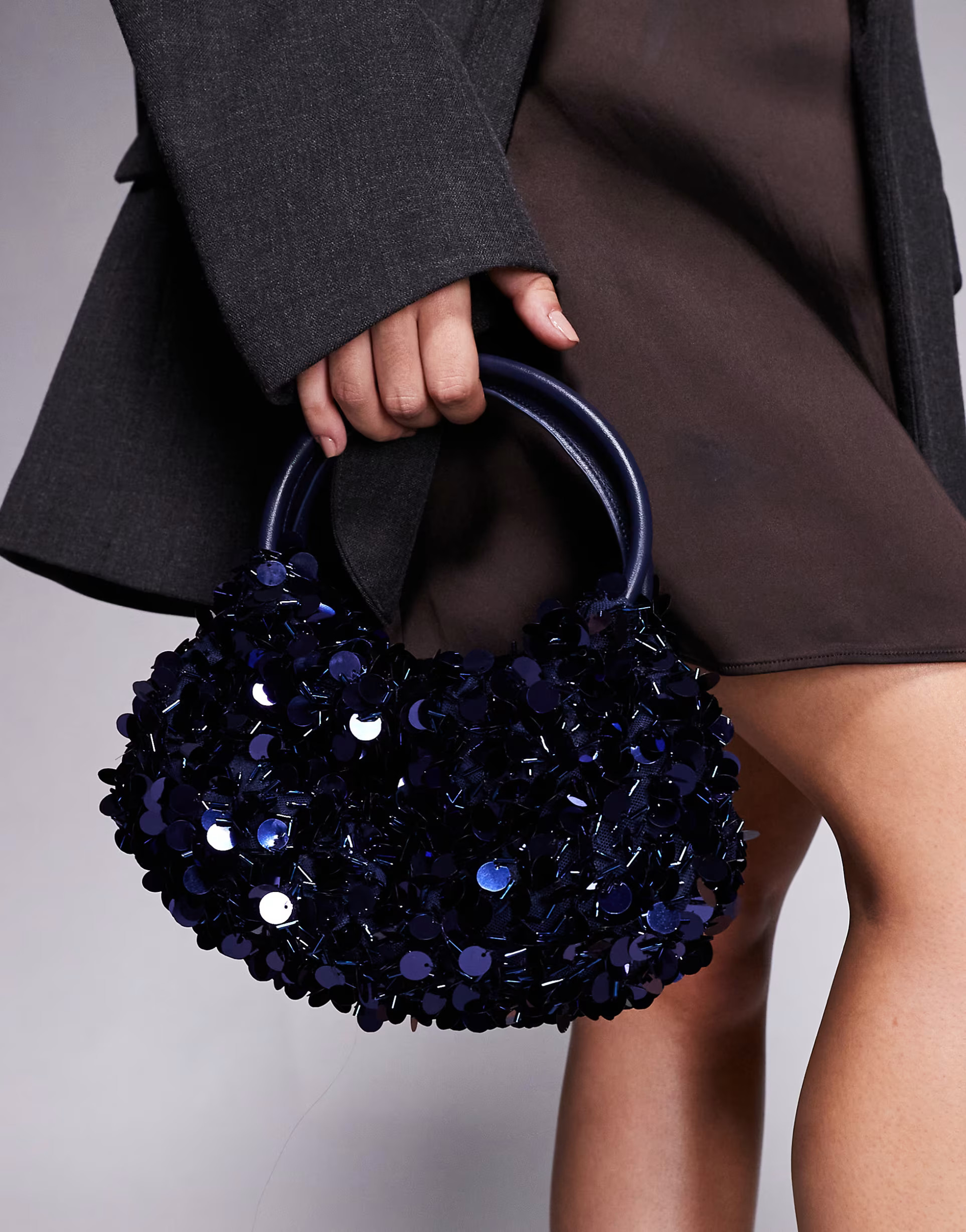 ASOS DESIGN sequin clutch bag in navy | ASOS (Global)