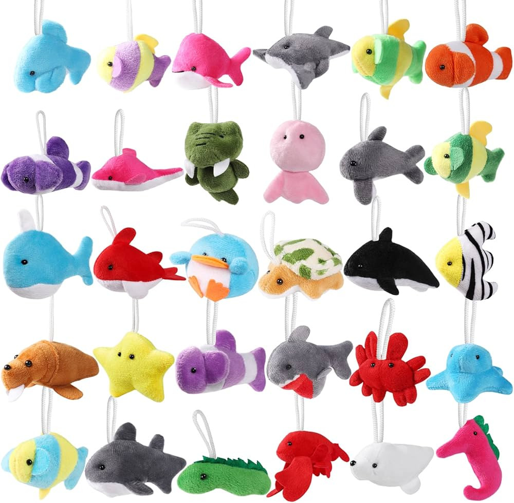 30 Pack Mini Ocean Animal Plush Toys Bulk,Cute Sea Creatures Stuffed Animals,Small Keychain Decor... | Amazon (US)