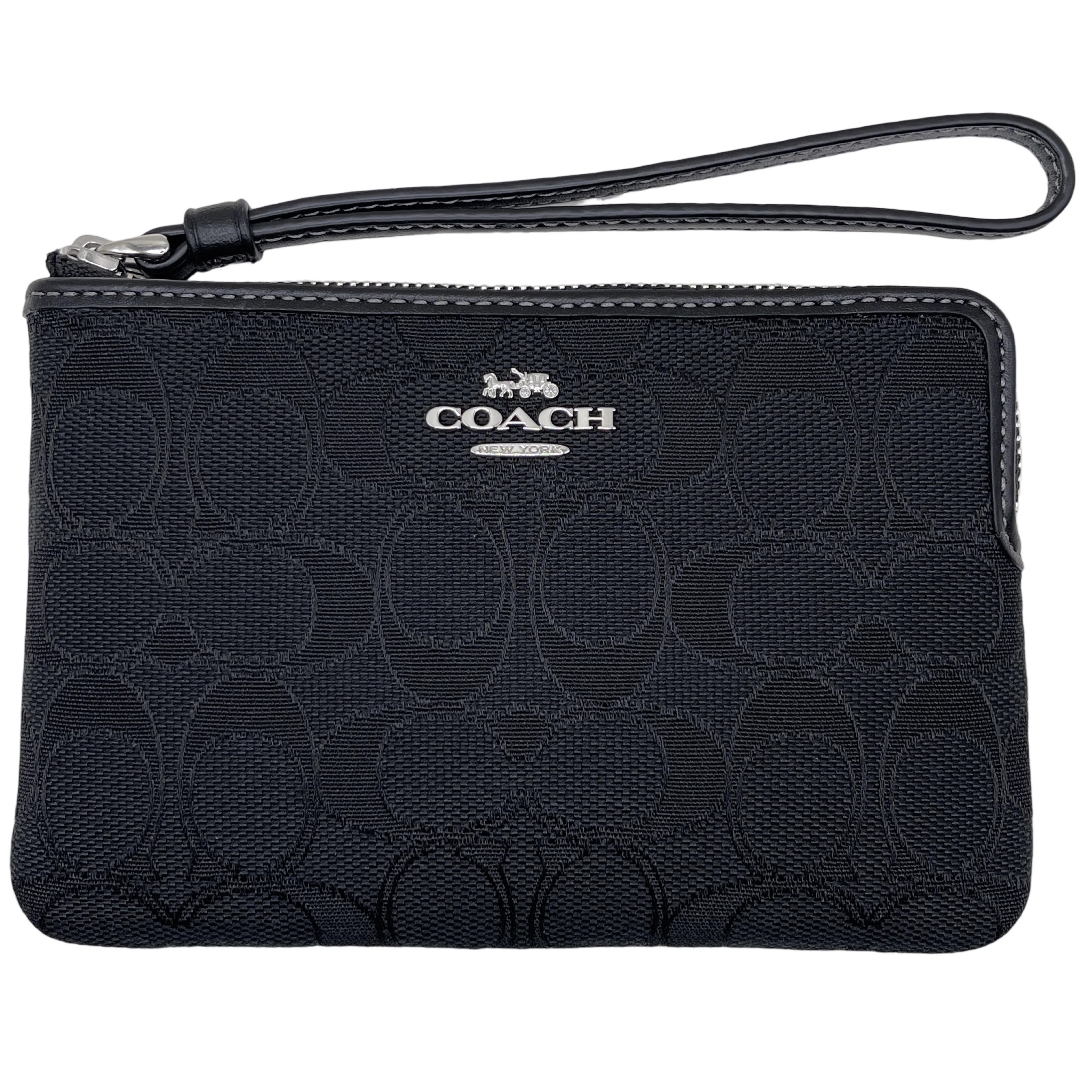 Coach Women's Small Corner Zip Wristlet in Signature Jacquard (Black) | Walmart (US)