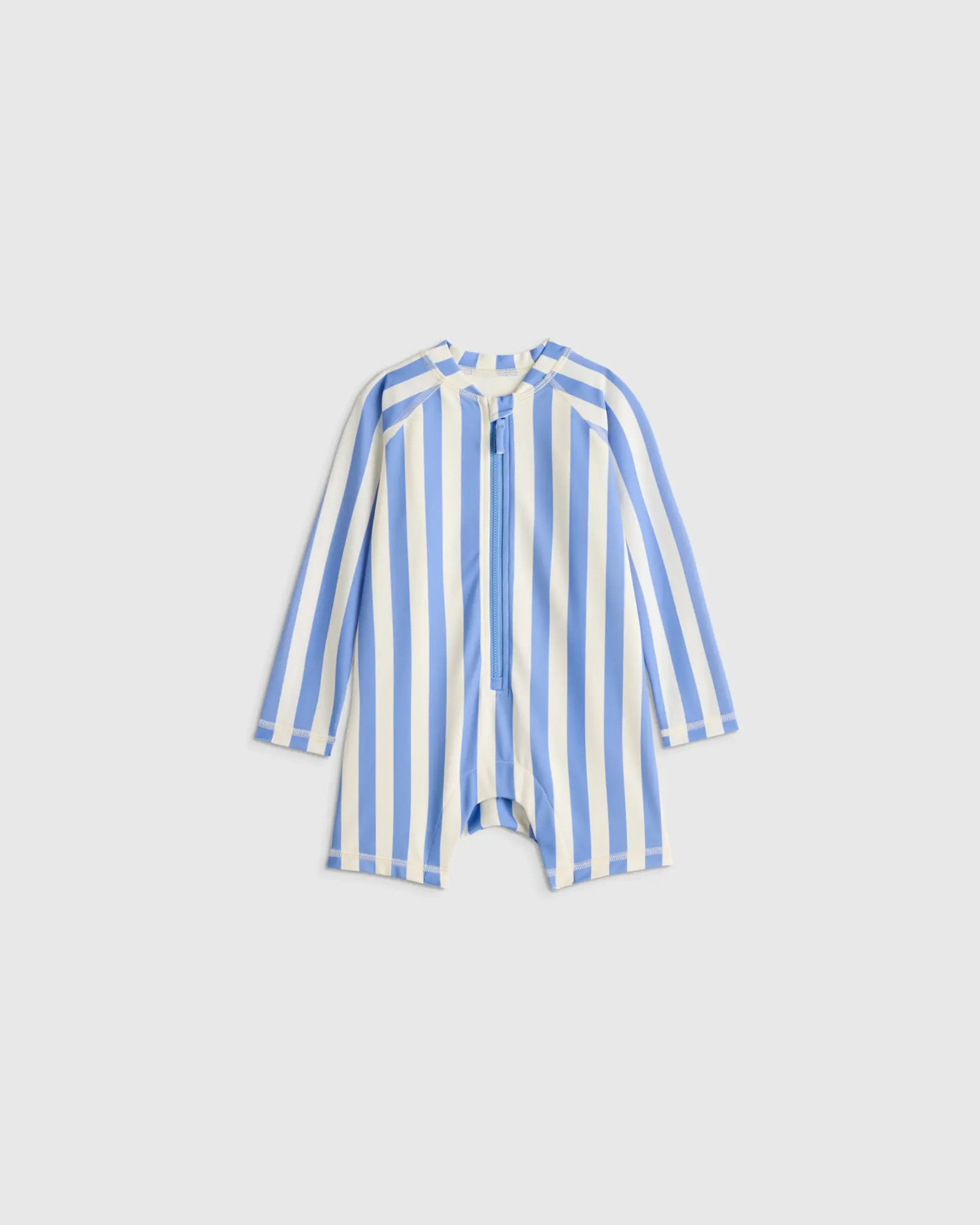 Long Sleeve Zip-Up Rash Guard One-Piece - Toddler in Peri Beach Stripe | Quince