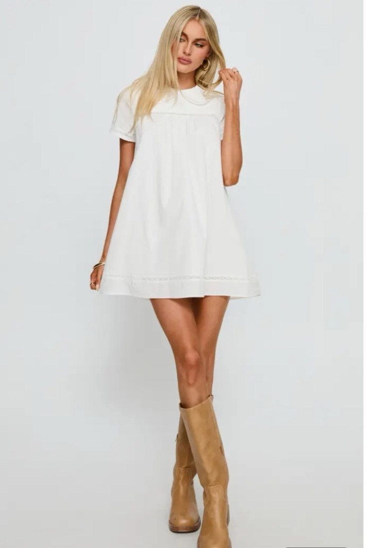 White dress recommendation for graduation season 🤍

My daughter is a senior graduating with honors this May. We’ve been shopping around and found a few dresses she loves—this is one of them!
Bethanne Lace Detail Cotton Babydoll Mini Dress
Princess Polly
$68