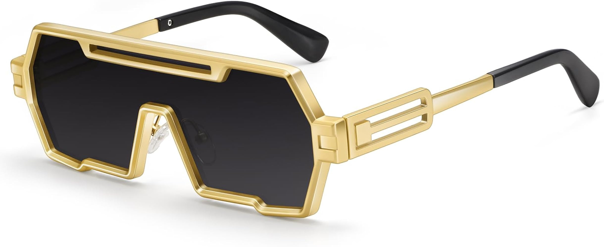 Dollger Retro Steampunk Sunglasses Men Trendy One Piece Irregular Metal Sunglasses | Amazon (US)