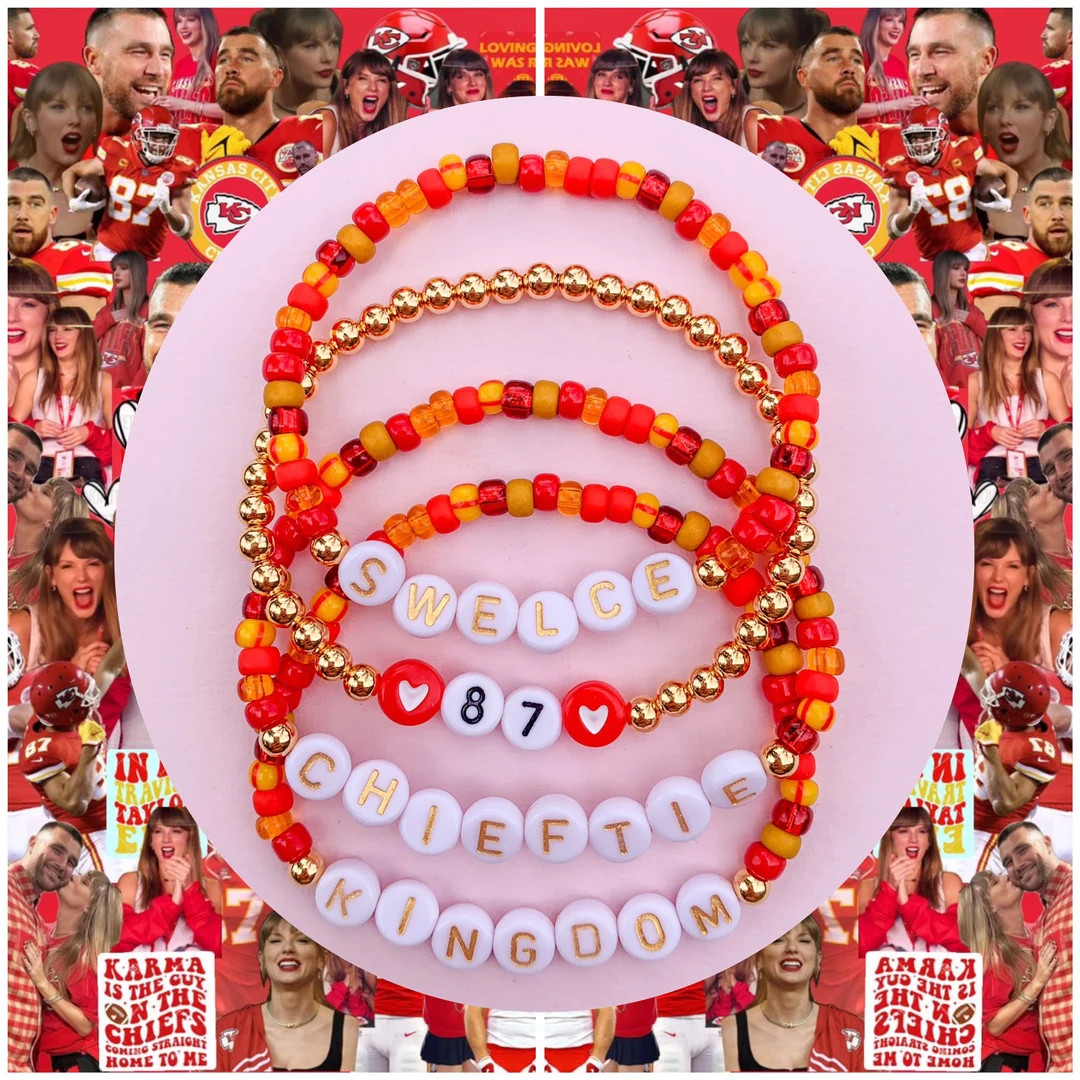 Custom Swelce Chieftie Bracelets - KC Chiefs - Superbowl - Kelce 87 - Mahomes 15 | Etsy (US)