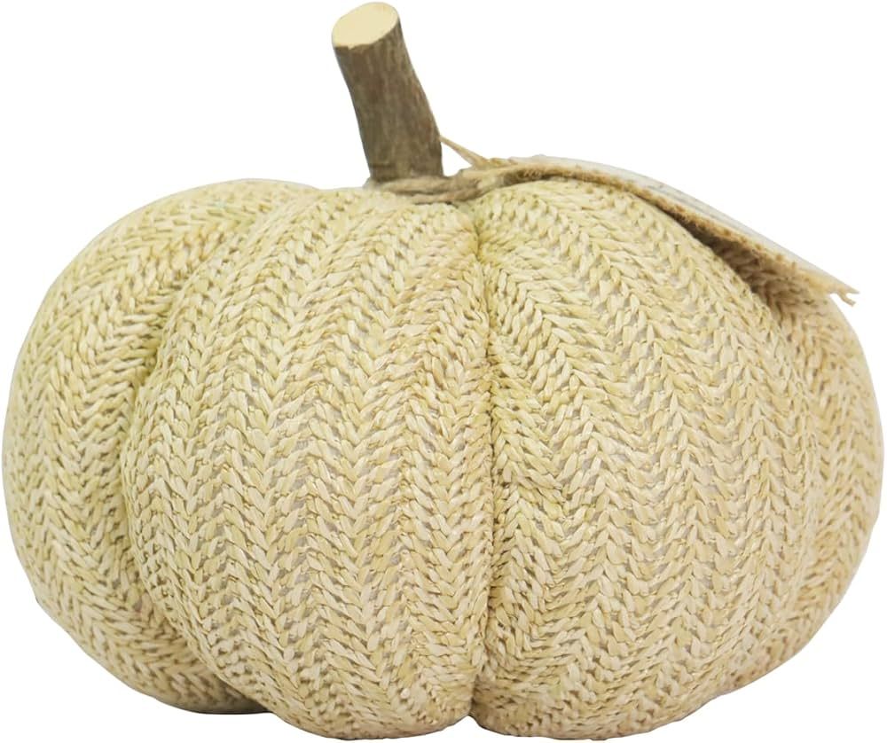 Ashland 7" Cream Tabletop Fabric Pumpkin Fall Decor for Home | Amazon (US)