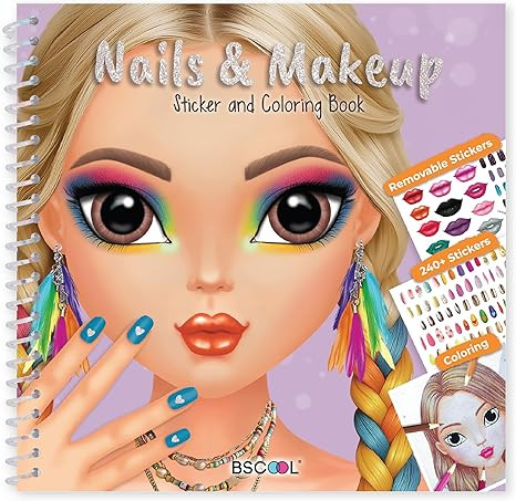 BSCOOL Drawing, Coloring & Sticker. Nails & Makeup Dress Up Sticker Book with 240+ Removable Stic... | Amazon (US)
