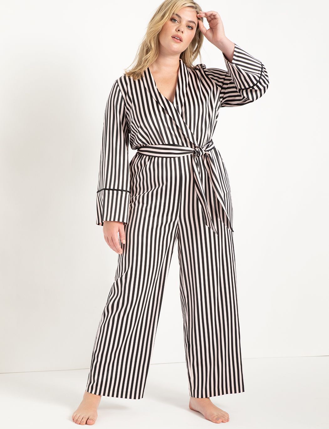 Piping Trimmed Lounge Jumpsuit | Eloquii