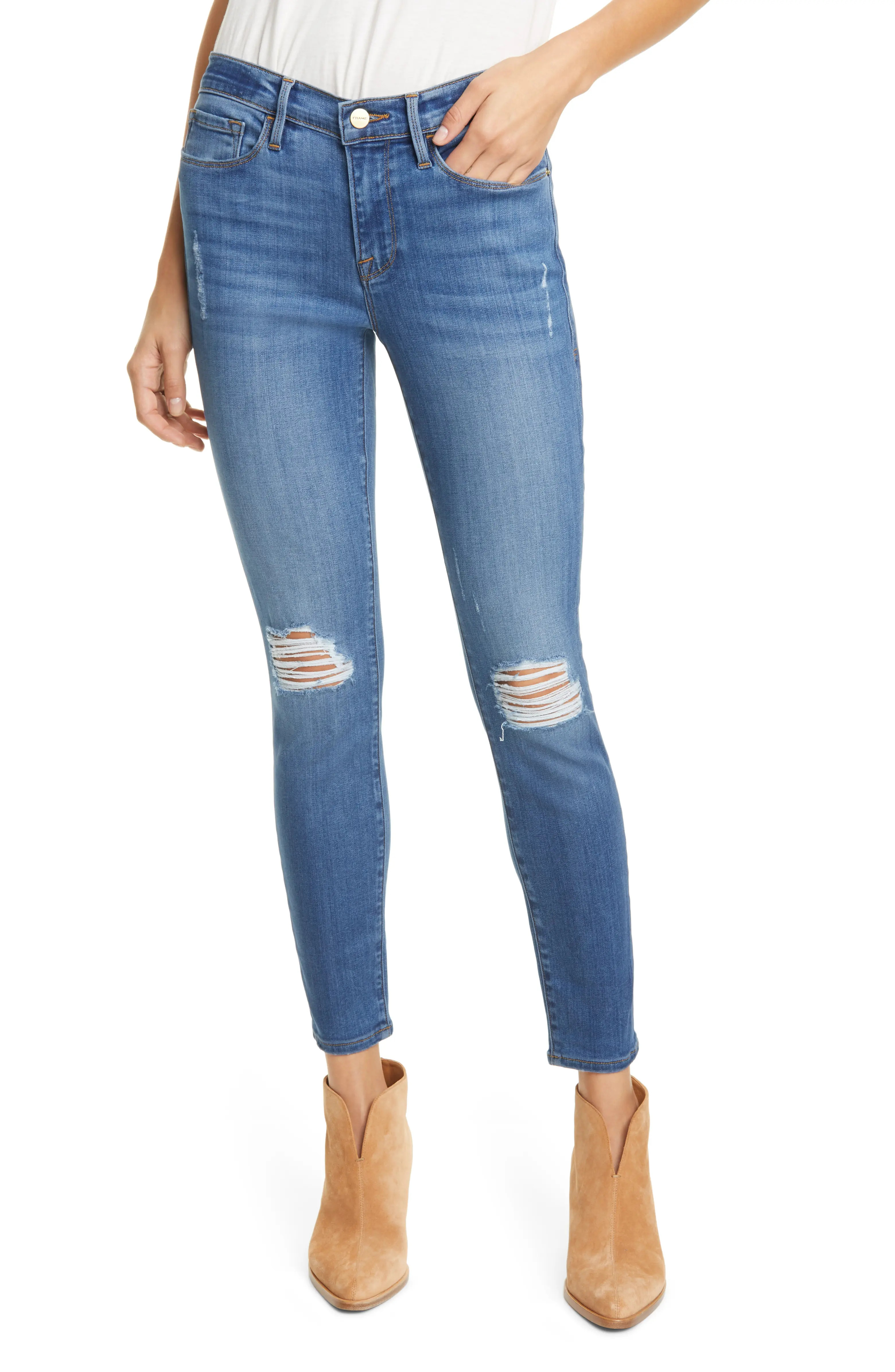 Le Skinny de Jeanne Distressed Ankle Skinny Jeans | Nordstrom
