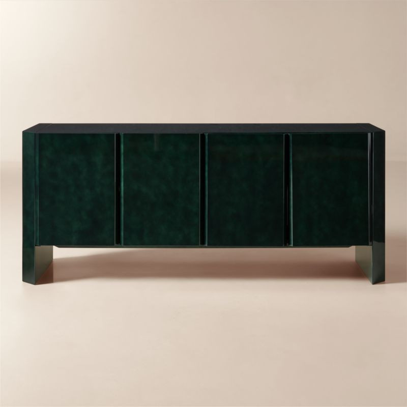 Kirnan 72" Dark Green High-Gloss Lacquered Credenza | CB2