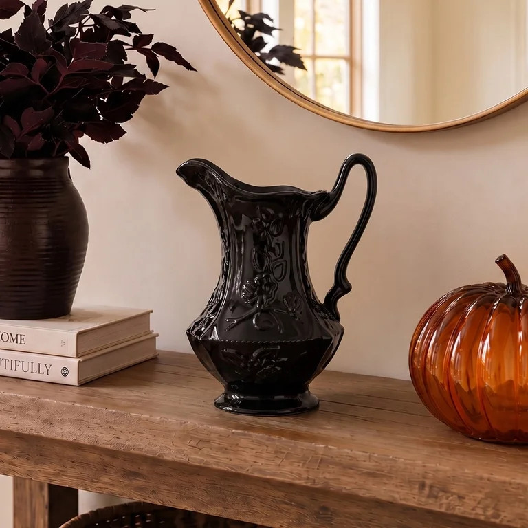 My Texas House Halloween Textured Stoneware Pitcher Tabletop Decoration, Black, 7" | Walmart (US)