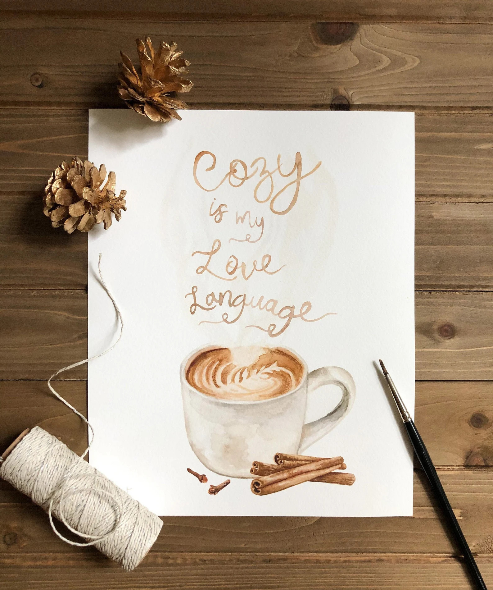 Cozy Is My Love Language Watercolor Print | Coffee Print | Coffee Bar Art | Coffee Cart Art | Far... | Etsy (Global)