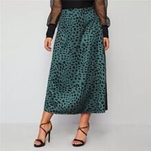 Plus Leopard Print Satin Skirt | SHEIN