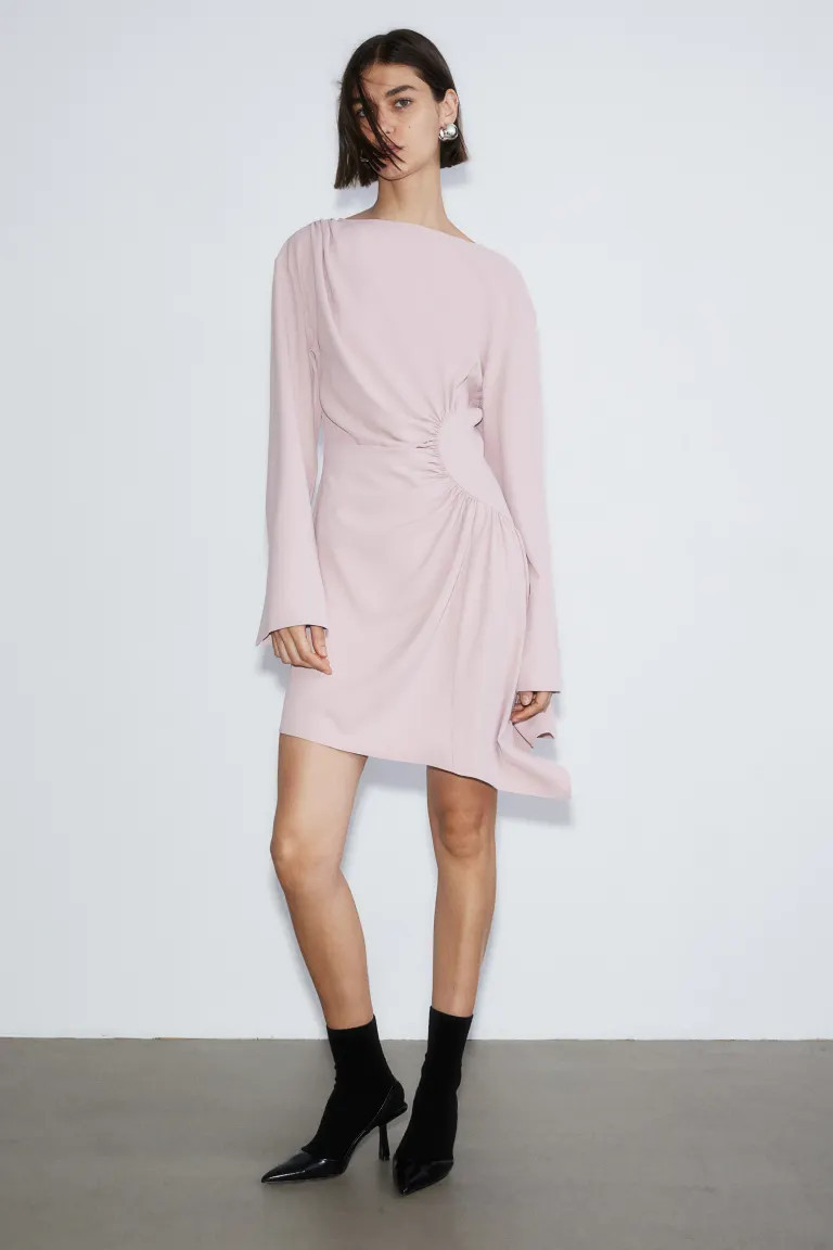 Draped Crêped Dress - Black - Ladies | H&M US | H&M (US + CA)
