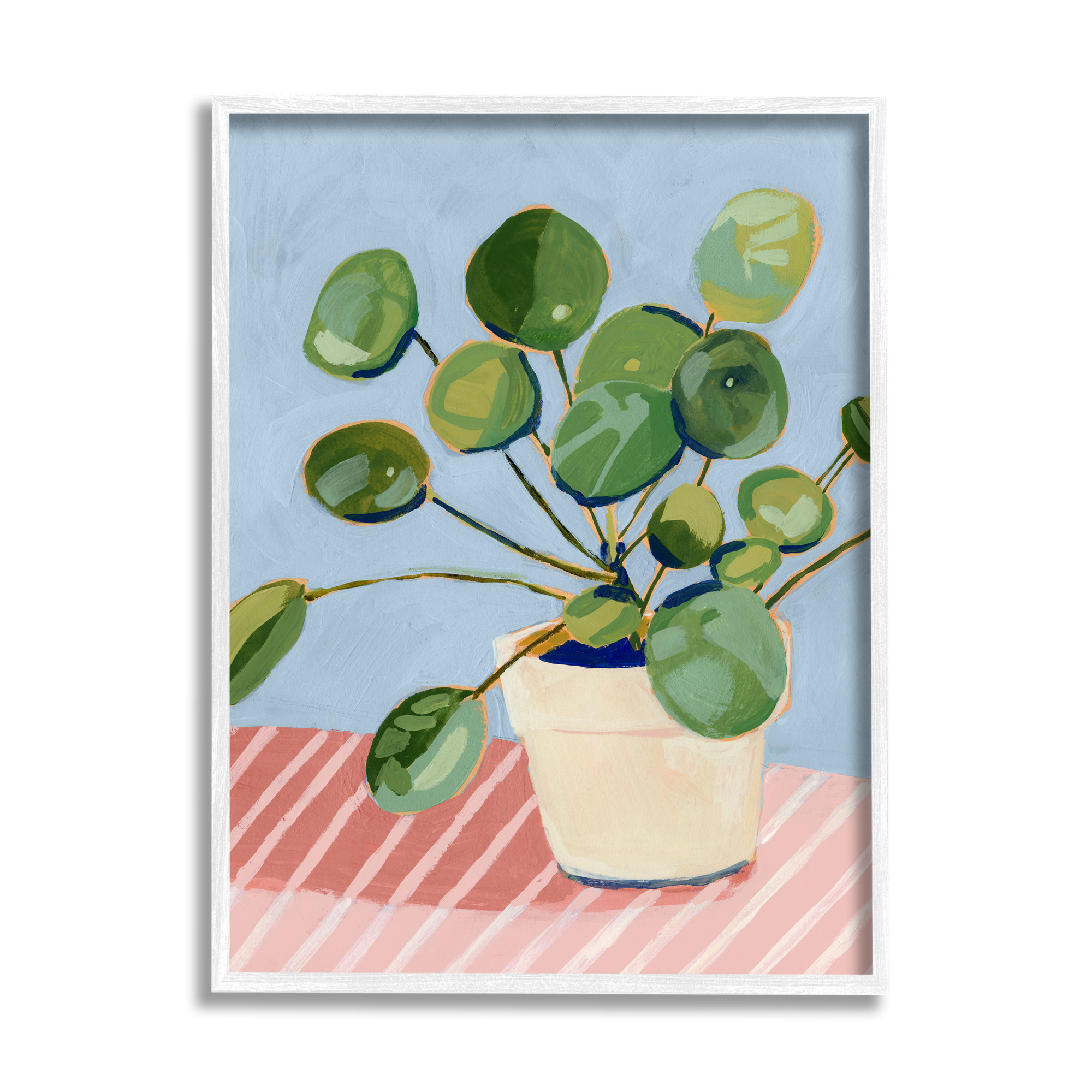 Stupell Industries Green Potted Plant Round Leaves Pink Stripe Table, 11 x 14, Design by Victoria... | Walmart (US)