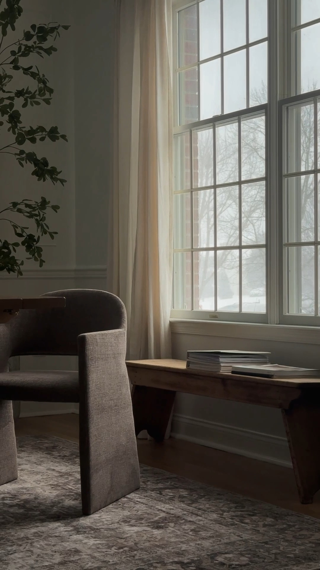 Dining room chairs, dining room rug, dining room decor, Amazon curtains, faux olive tree, planter pot, snowed in, spring decor, moody decor

#LTKHome