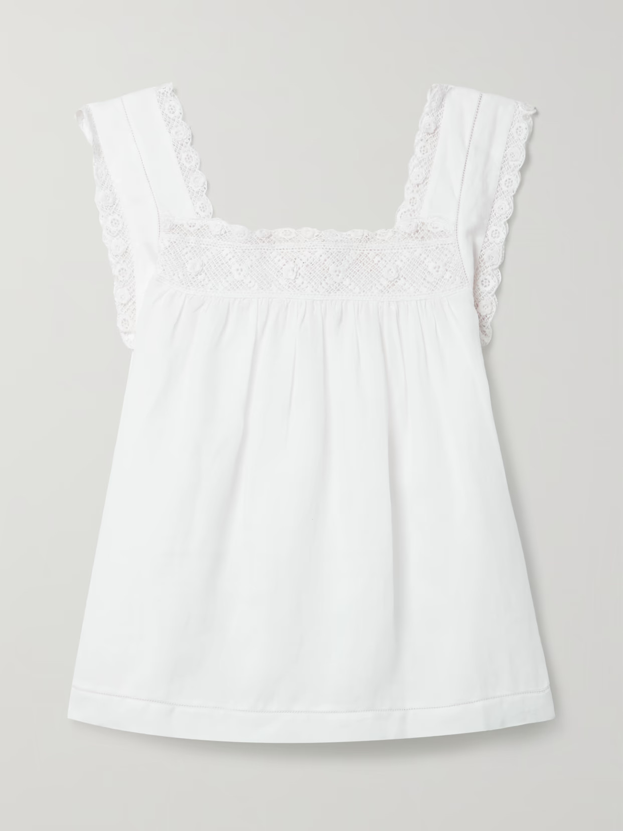 DÔEN - Aphra Crochet-trimmed Ramie Top - White | NET-A-PORTER (US)