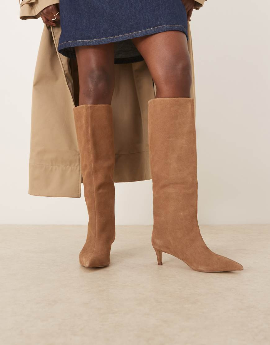 Free People kiki classic kitten heel suede boots in tan-Brown | ASOS (Global)