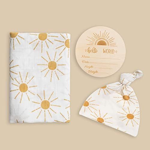 Amazon.com: Miaoberry 100% Organic Cotton Baby Muslin Swaddle Blanket Set| Golden Boho Sunrays| G... | Amazon (US)