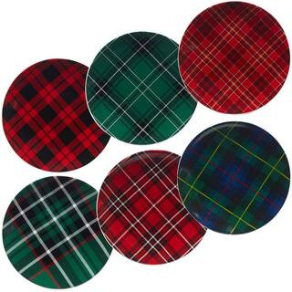 Christmas Plaid 8.25 in. Dessert Plate (Set of 6) | The Home Depot