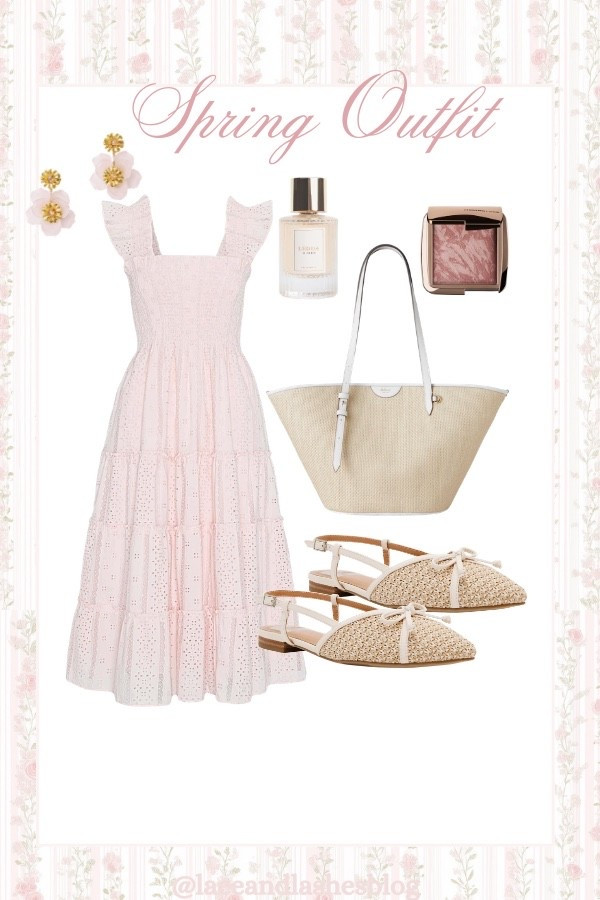 Darling spring outfit idea! 🌸 hill house nap dress is this new eyelet broderie 💕  

#LTKootd #LTKSaleAlert #LTKSeasonal