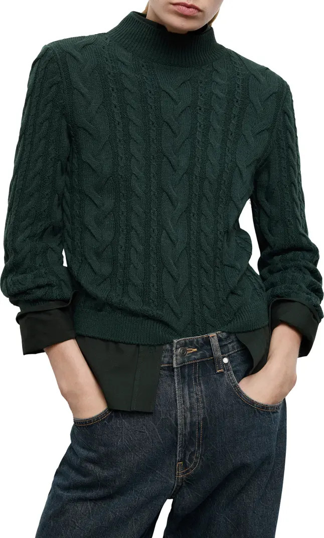 MANGO Cable Stitch Mock Neck Sweater | Nordstrom | Nordstrom