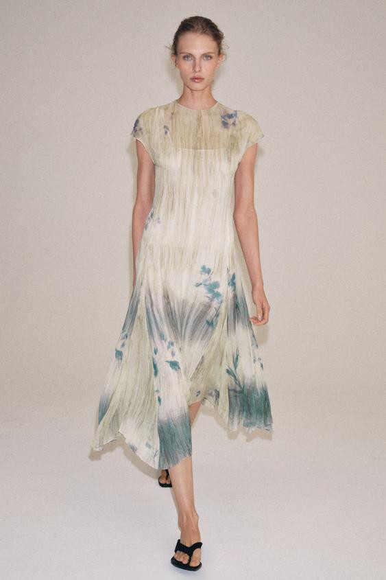 ZW COLLECTION PRINTED MIDI DRESS | Zara US